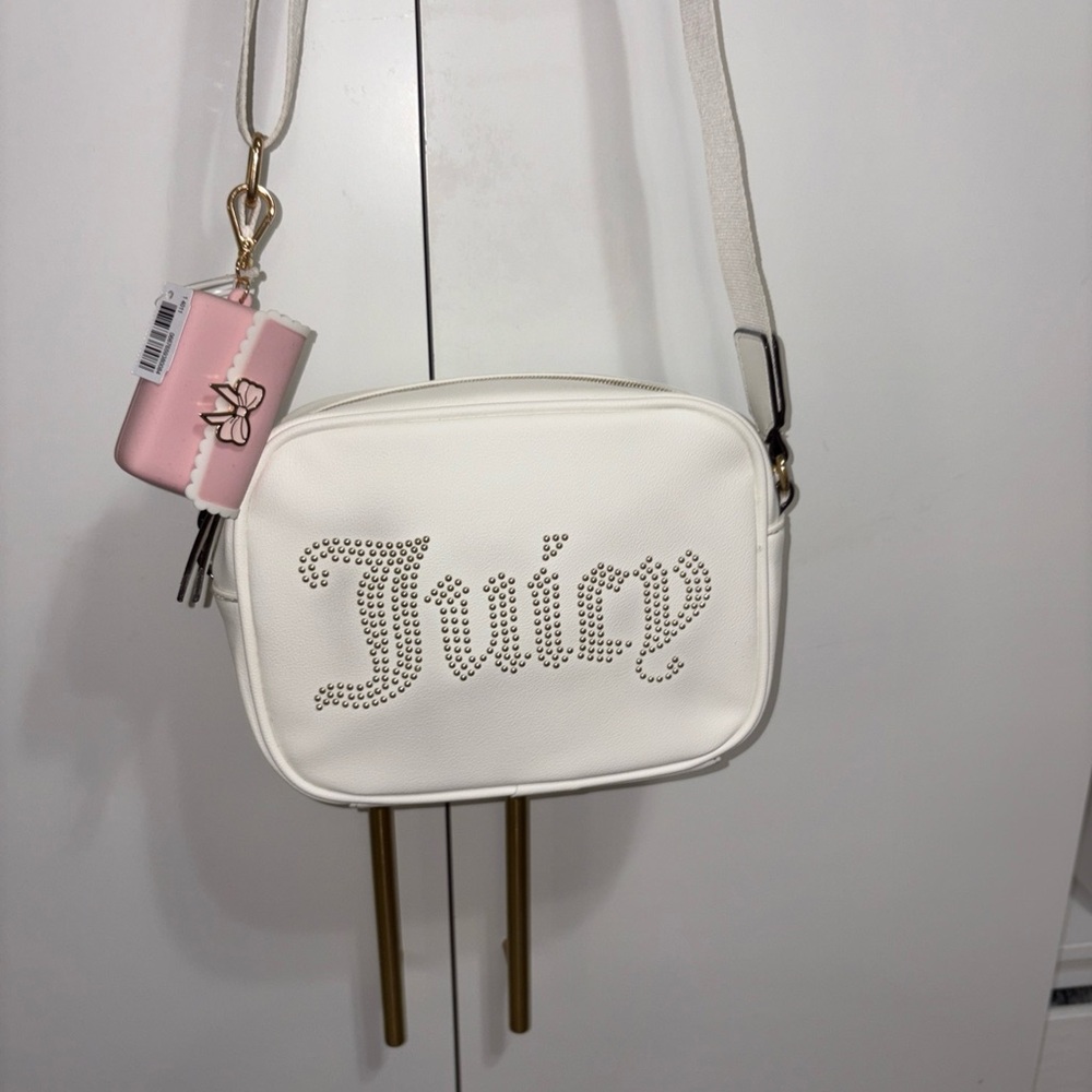 Juicy Couture White Crossbody Bag & Bath Body Works Hand Sanitizer